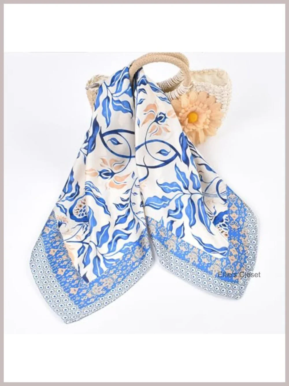 Satin Silk Feeling Square Scarf for Women Hair Neck Headband Handbag Accessory